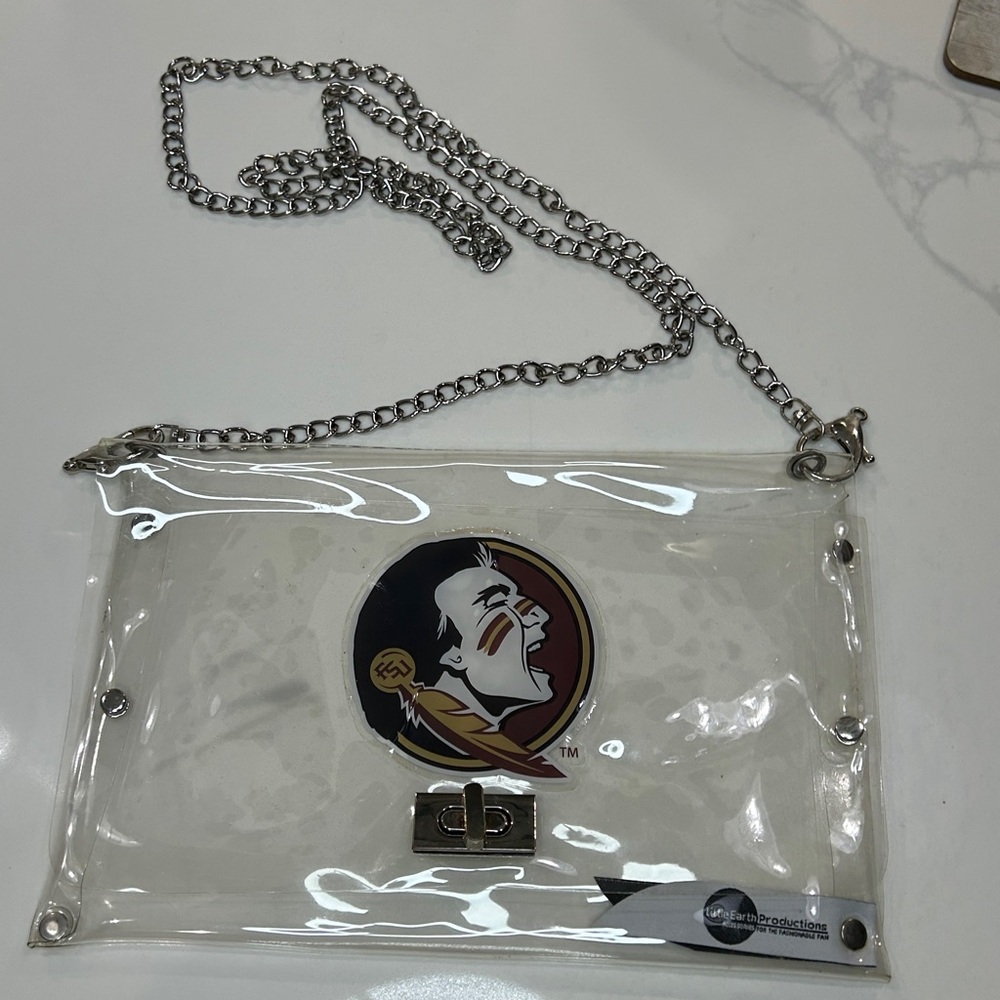 FSU Florida State‎ Seminoles stadium bag clear purse with silver chain strap